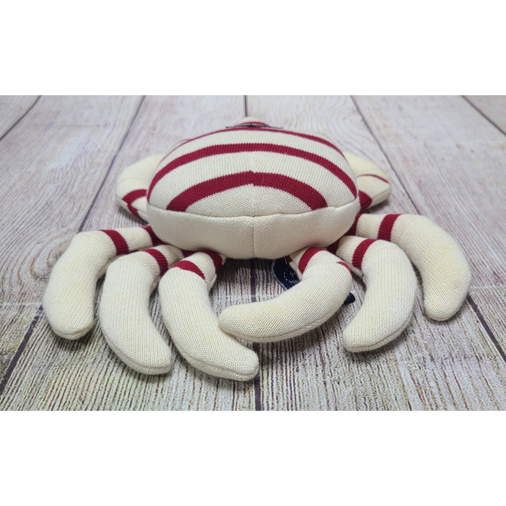 Petit Saint James Plush Crab Stuffed Animal Cream Red Striped - Picture 6 of 10